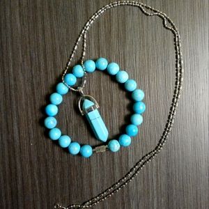 Blue Turquoise Handmade Natural Gemstone Bracelet